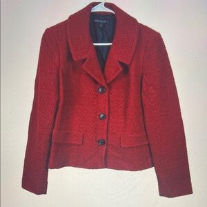 Lafayette 148 New York Red Textured Tailored Blazer